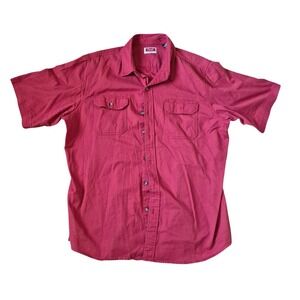 Wrangler Men's Red Casual Button Down Shirt Size XL Holiday Vday Lightweight
